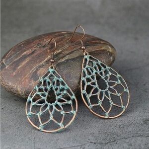 Boho Hollow Out Water Drop Dangle Earrings